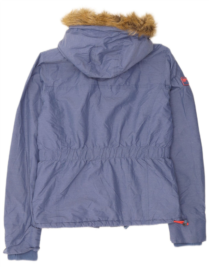 Damska kurtka wiatrówka Superdry z kapturem Sherpa UK 14, średni niebieski