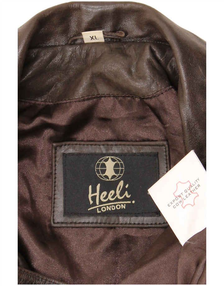 Męska kurtka skórzana Heeli UK 42 XL Brązowa skóra