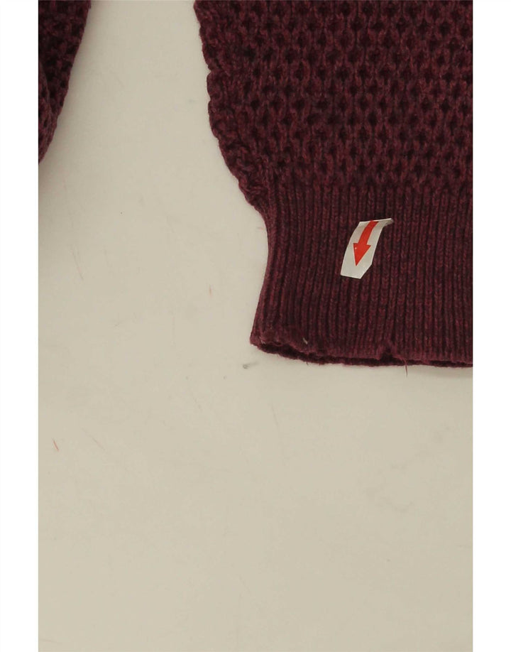 Marks & Spencer Męski sweter z okrągłym dekoltem, średni bordowy bawełniany