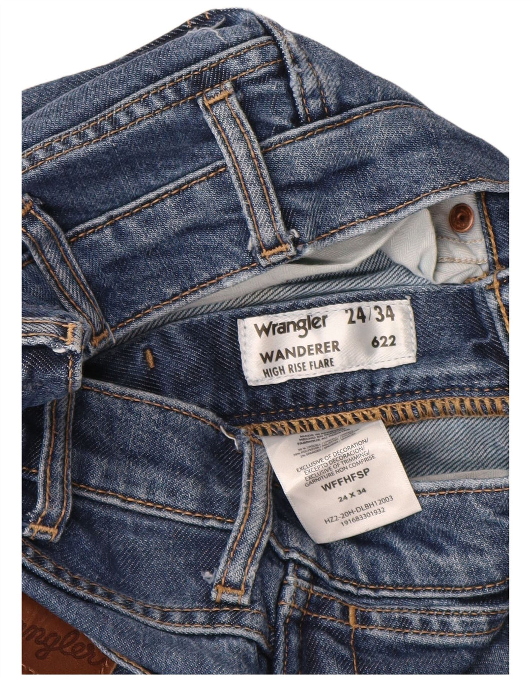Damskie jeansy WRANGLER Wanderer z wysokim stanem, rozkloszowane W24 L34 Niebieski Lyocell