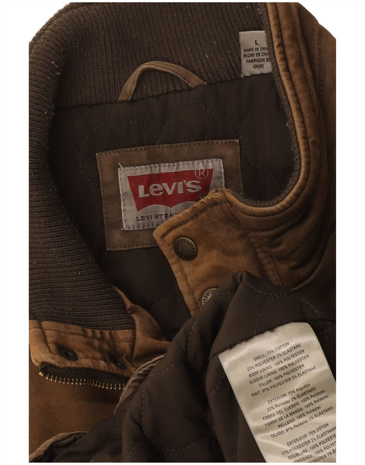 Męska kurtka wiatrówka Levi's UK 40, duża, brązowa, bawełniana
