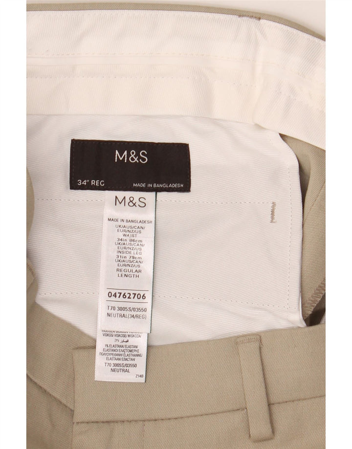 Męskie spodnie Chino Marks & Spencer W34 L31 Beżowy poliester