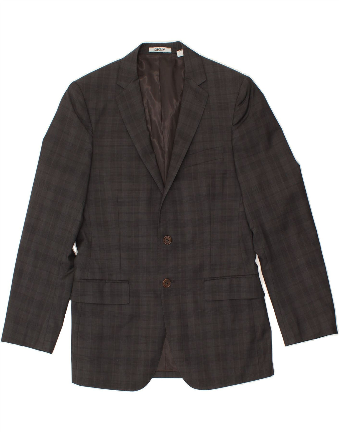 DKNY Mens 2 Button Blazer Jacket UK 38 Medium Grey Check Wool Vintage Dkny and Second-Hand Dkny from Messina Hembry 