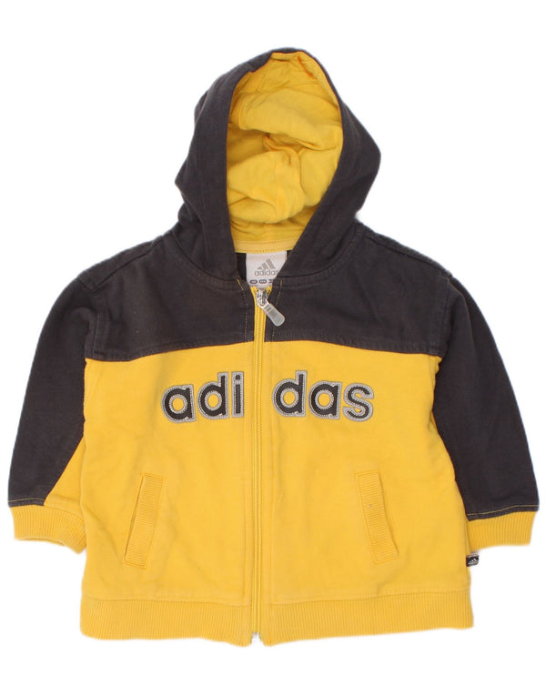Sweter Adidas Baby Boys z grafiką i zamkiem błyskawicznym 9-12 miesięcy, żółty, z blokami kolorów