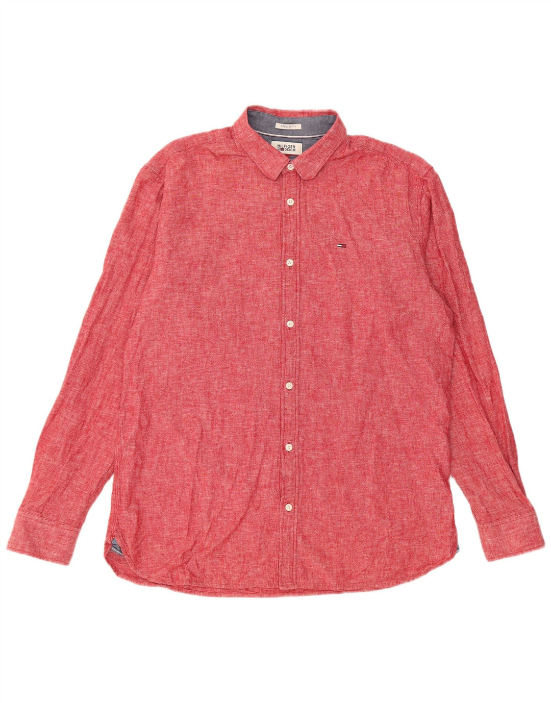 Męska koszula o regularnym kroju Tommy Hilfiger, duża, czerwona lniana