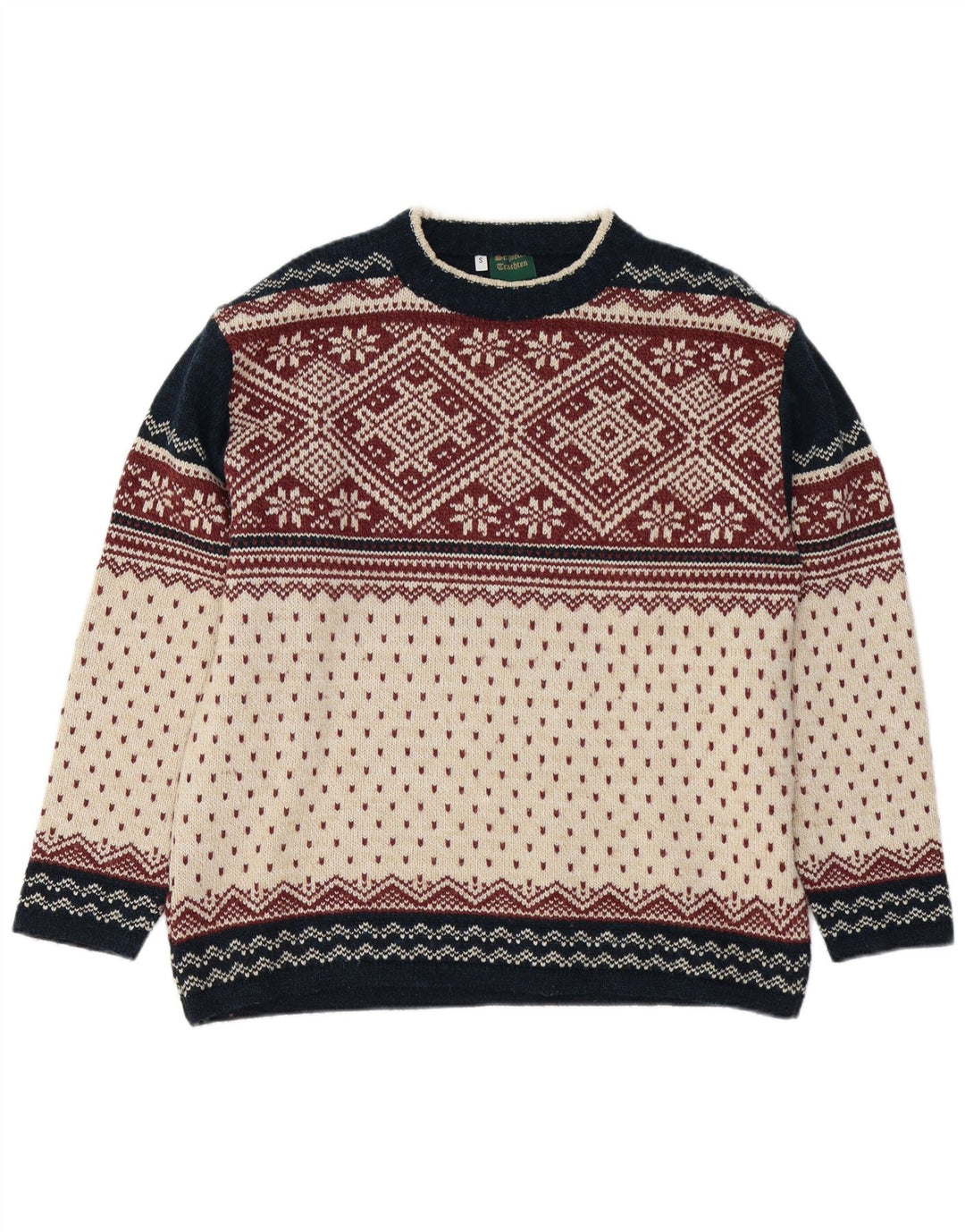 Męski sweter z okrągłym dekoltem w stylu VINTAGE, mały, wielobarwny Fair Isle