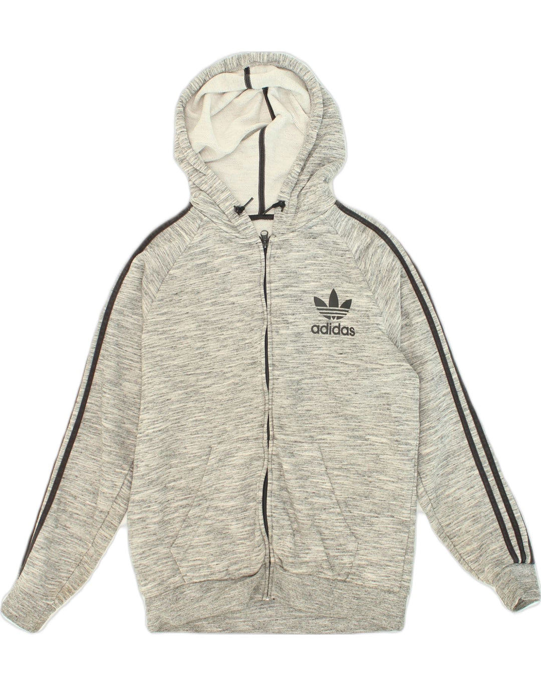 Męski sweter z kapturem i zamkiem ADIDAS, średnioszary, bawełniany