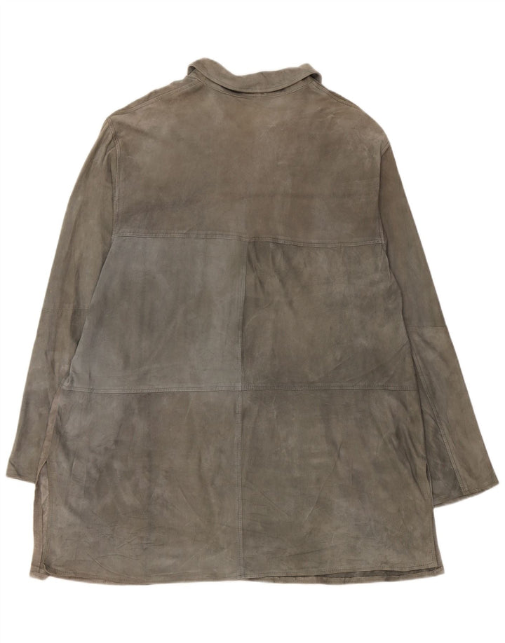 Vintage damska zamszowa kurtka UK 20 2XL szara skóra