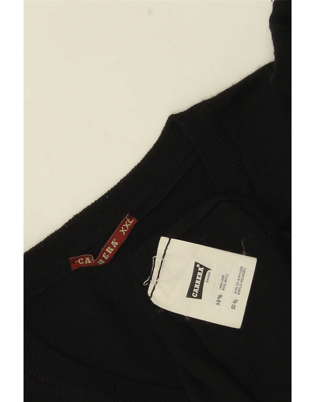 Męski sweter Carrera z dekoltem w kształcie litery V, 2XL, czarna wełna