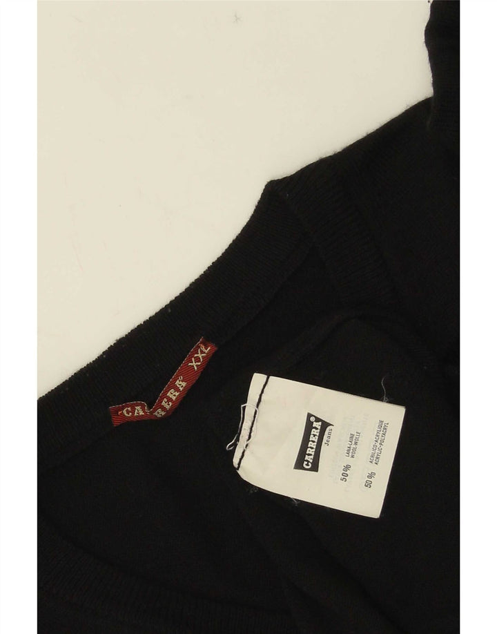 Męski sweter Carrera z dekoltem w kształcie litery V, 2XL, czarna wełna