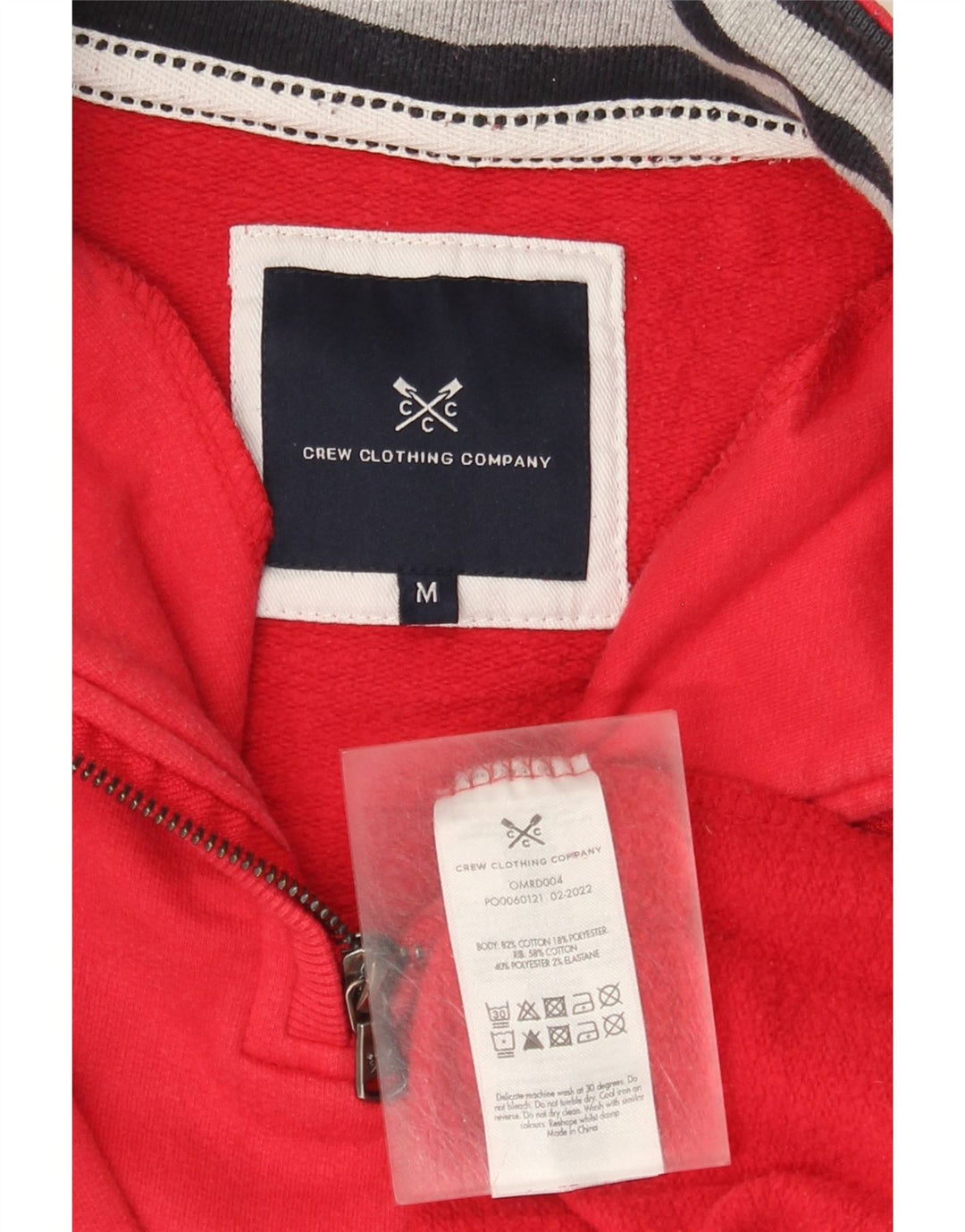 Crew Clothing Męska bluza z zamkiem błyskawicznym, średnio czerwona, bawełniana
