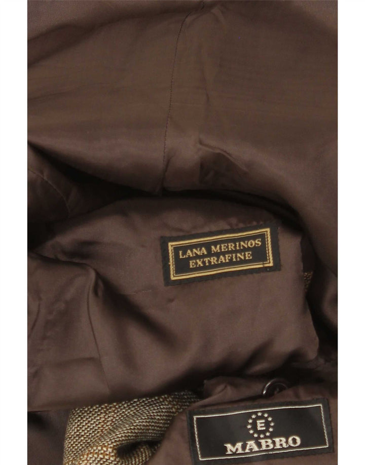 Mabro Męska marynarka zapinana na 3 guziki UK 38 Medium Khaki Check Wełna Merino