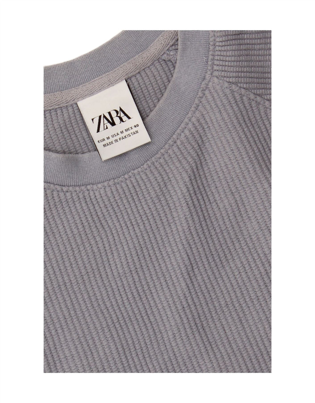 ZARA Womens T-Shirt Top UK 14 Medium Grey Cotton Vintage Zara and Second-Hand Zara from Messina Hembry 