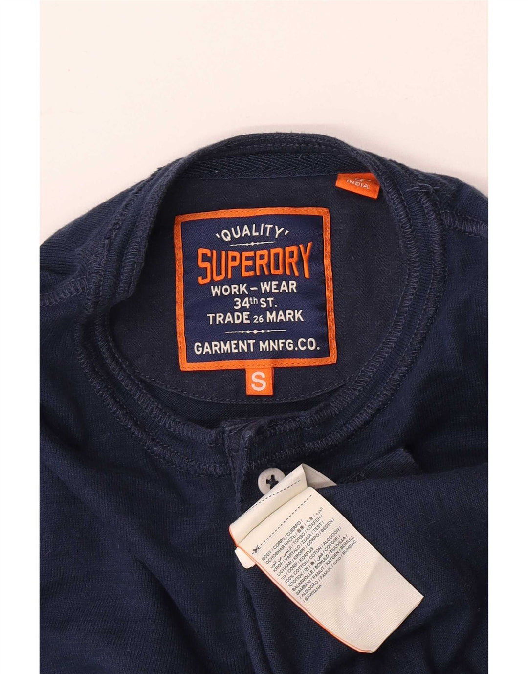 Męski top Superdry z długim rękawem, mały, granatowy, bawełniany