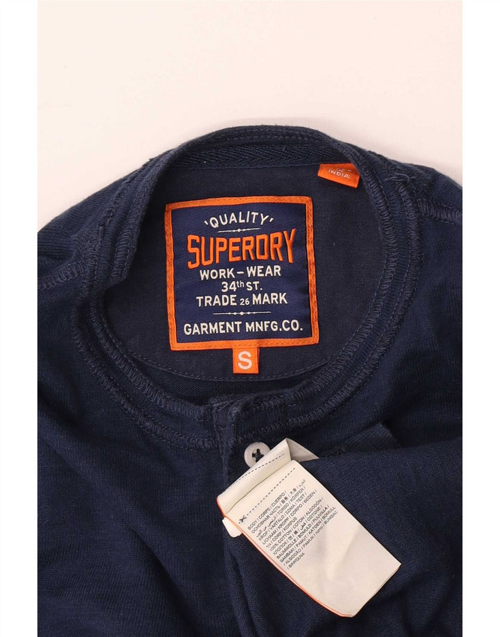 Męski top Superdry z długim rękawem, mały, granatowy, bawełniany