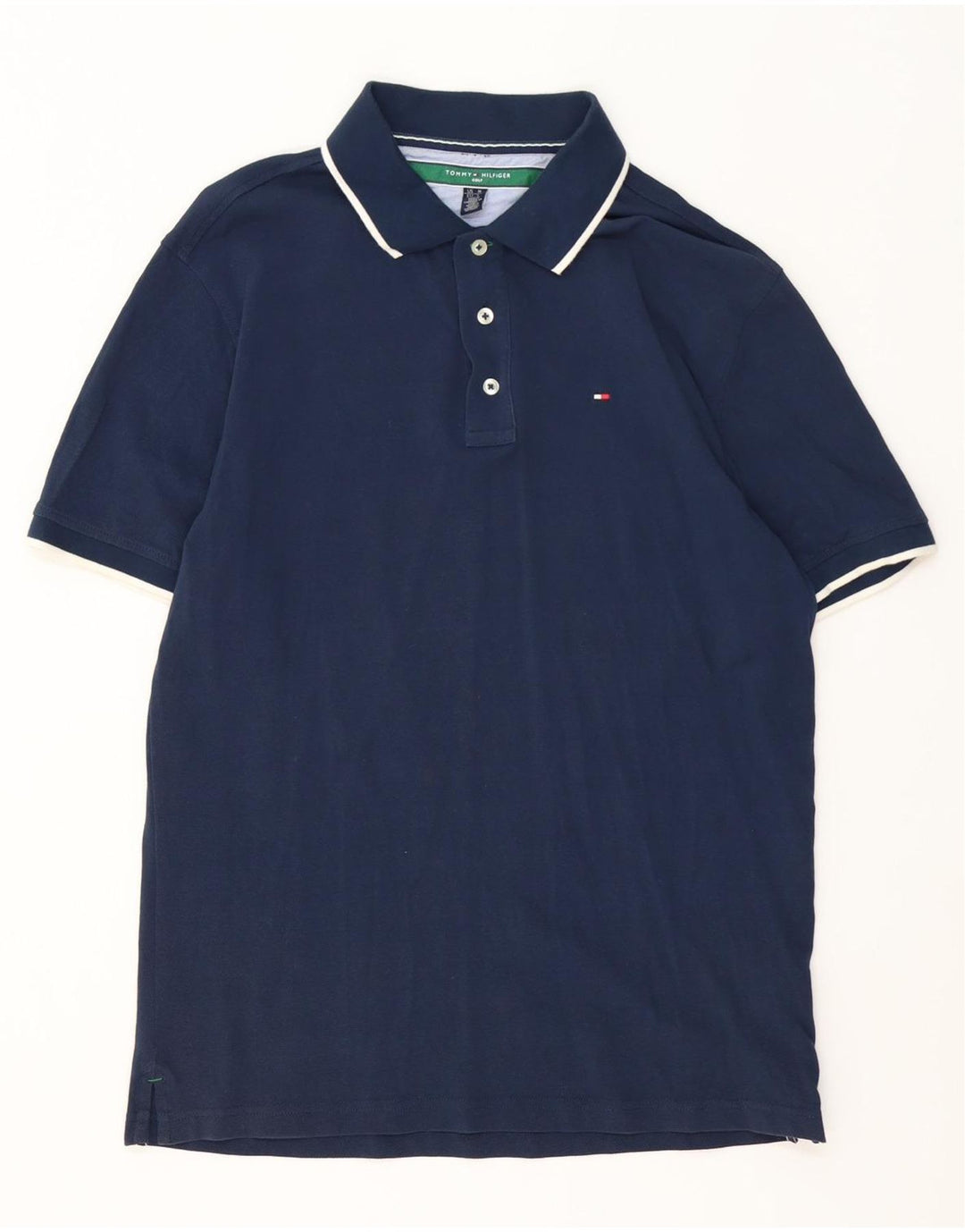 Męska koszulka polo Tommy Hilfiger, bawełniana w średnie granatowe paski