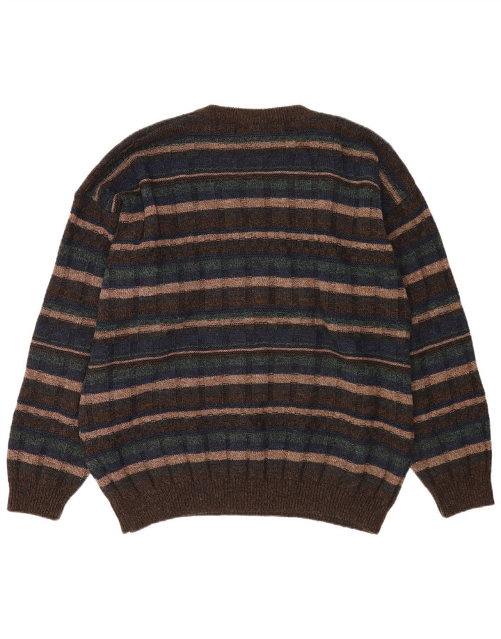 Canda Męski sweter z okrągłym dekoltem XL, akryl w brązowe paski