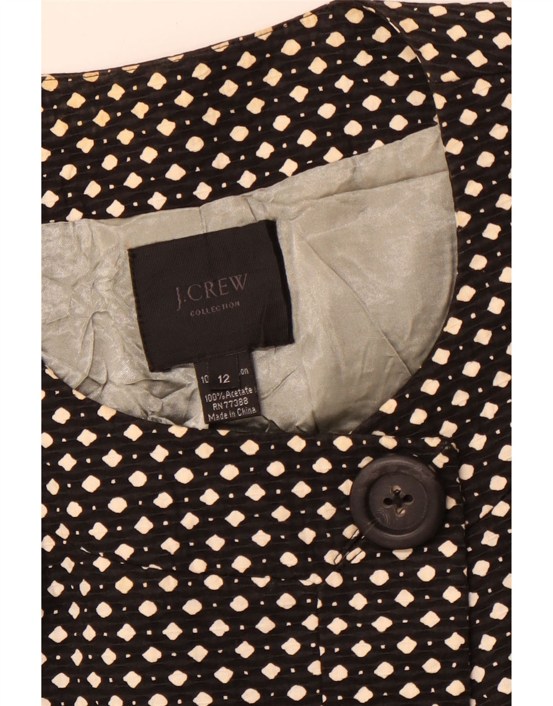 J. CREW Damska marynarka zapinana na 1 guzik US 12, duża, czarna w cętki