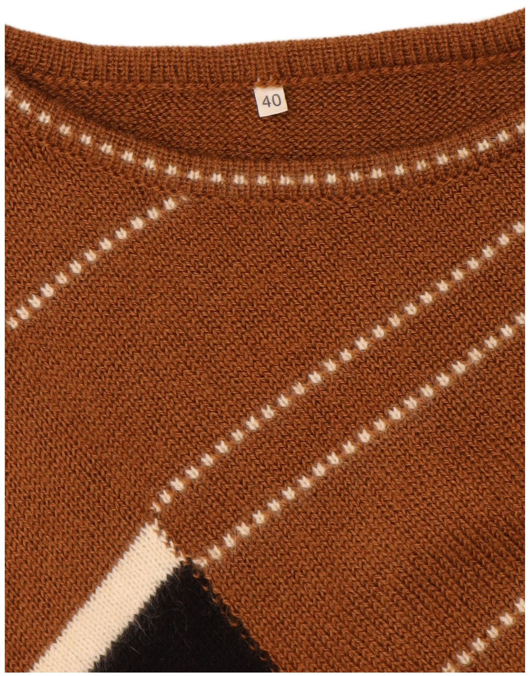 Vintage damski sweter z dekoltem w łódkę EU 40, średni brąz, blok kolorów