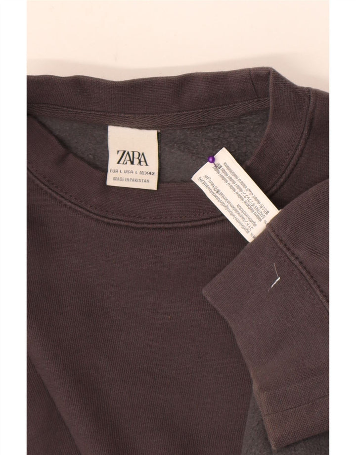 Męski sweter Zara, duży, szary, bawełniany