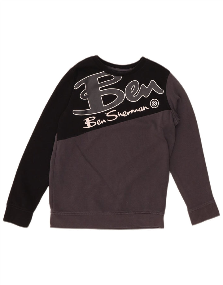 BEN SHERMAN Chłopięcy sweter z grafiką, 9-10 lat, szary, z blokami kolorów