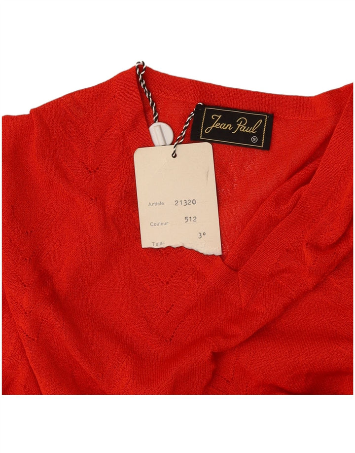 JEAN PAUL Womens V-Neck Jumper Sweater UK 14 Medium Red Chevron