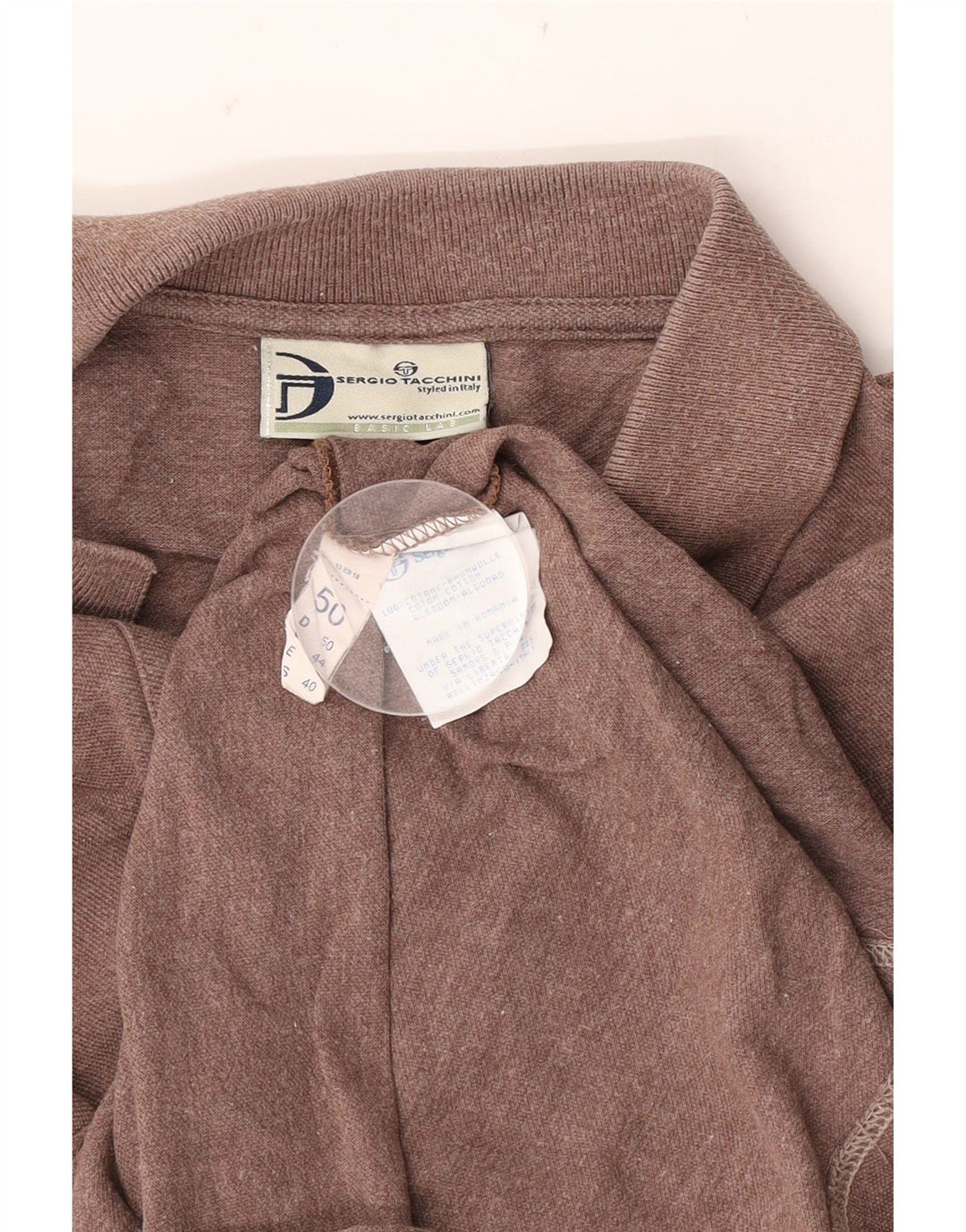 Męska koszulka polo Sergio Tacchini IT 50, duża, brązowa, bawełniana