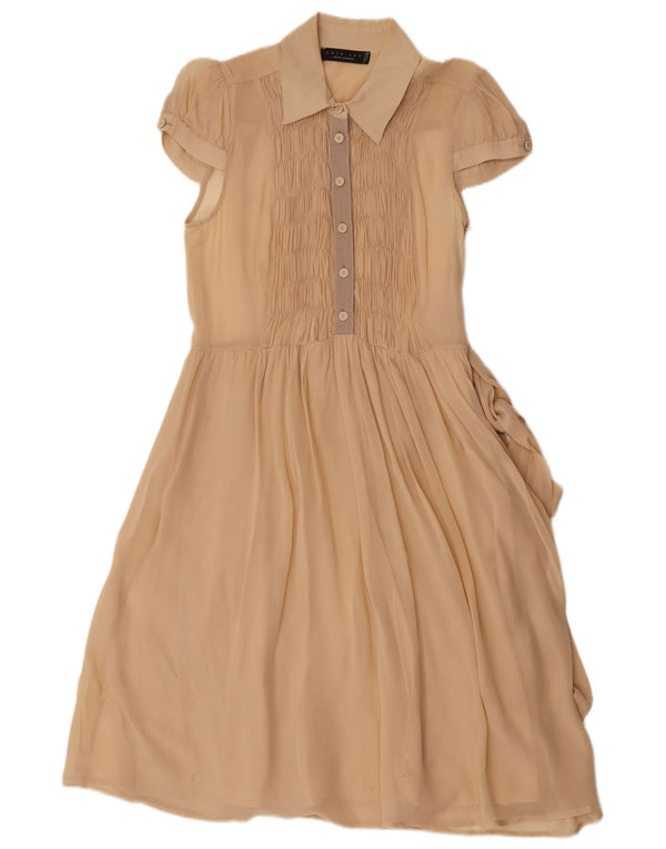 Simona Barbieri Damska dwuczęściowa sukienka o linii A UK 12 Średni beżowy jedwab