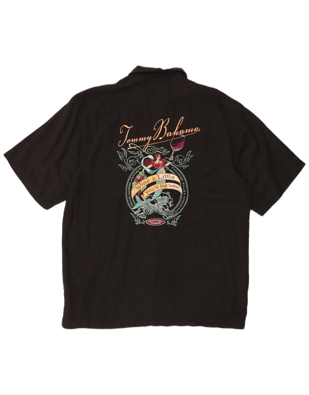 Męska graficzna koszula z krótkim rękawem Tommy Bahama, średni czarny jedwab