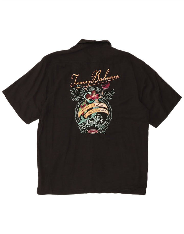 Męska graficzna koszula z krótkim rękawem Tommy Bahama, średni czarny jedwab