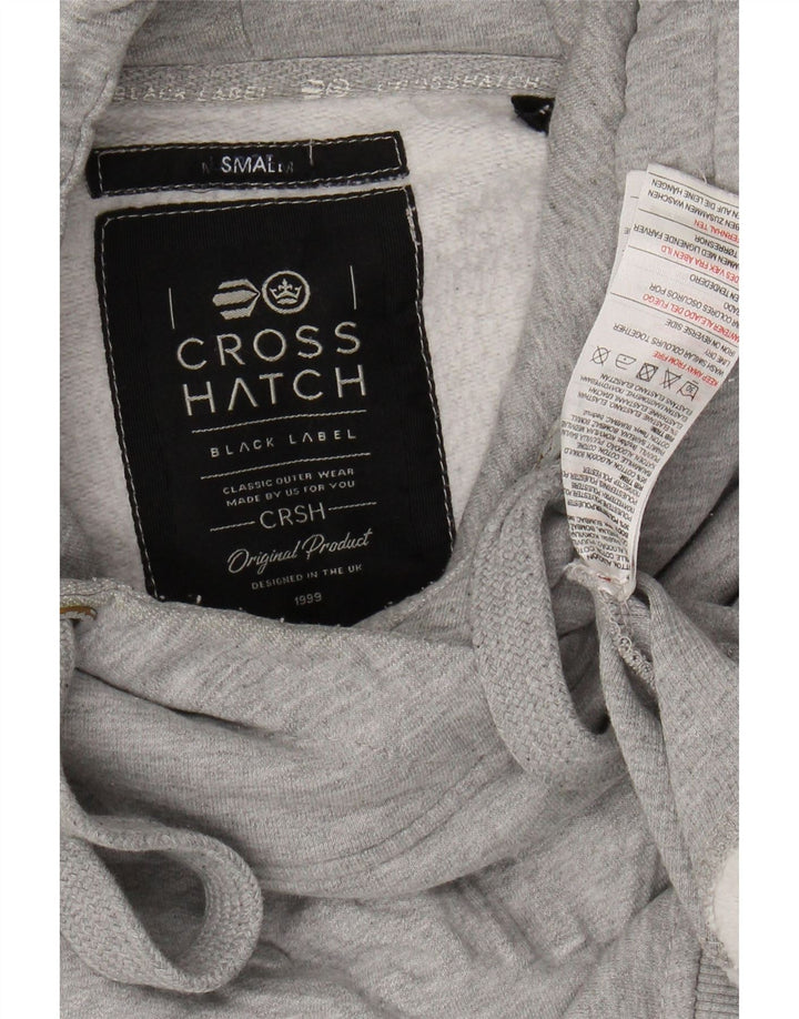 CROSSHATCH Męski sweter z kapturem i grafiką, mały, szary, bawełniany