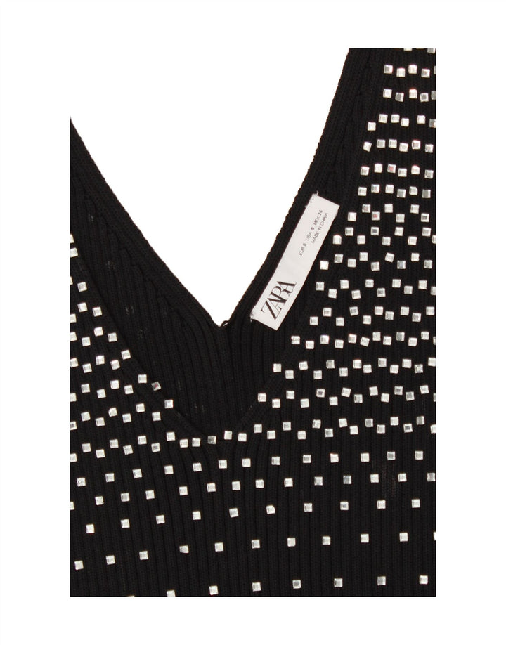 ZARA Womens Sleeveless Knit Blouse Top UK 8 Small Black Vintage Zara and Second-Hand Zara from Messina Hembry 