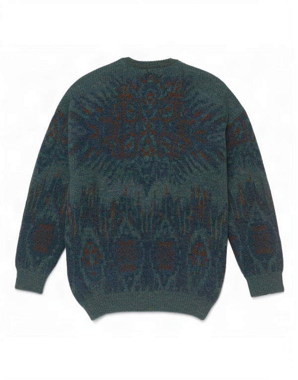 Vintage męski sweter z okrągłym dekoltem, mały granatowy Fair Isle