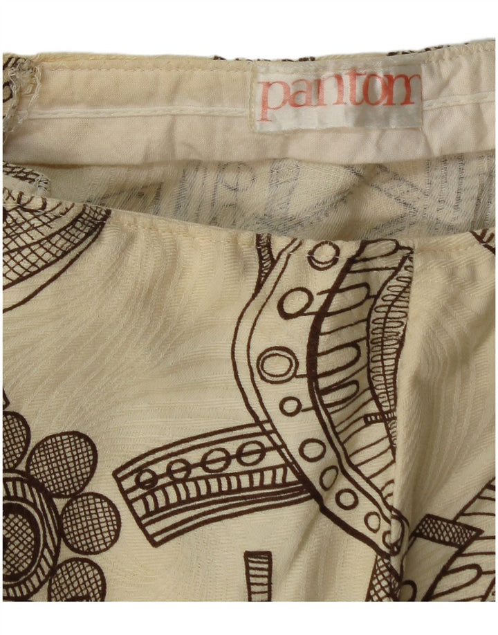 Vintage damskie spodnie typu bootcut z abstrakcyjnym wzorem W26 L28 beżowe