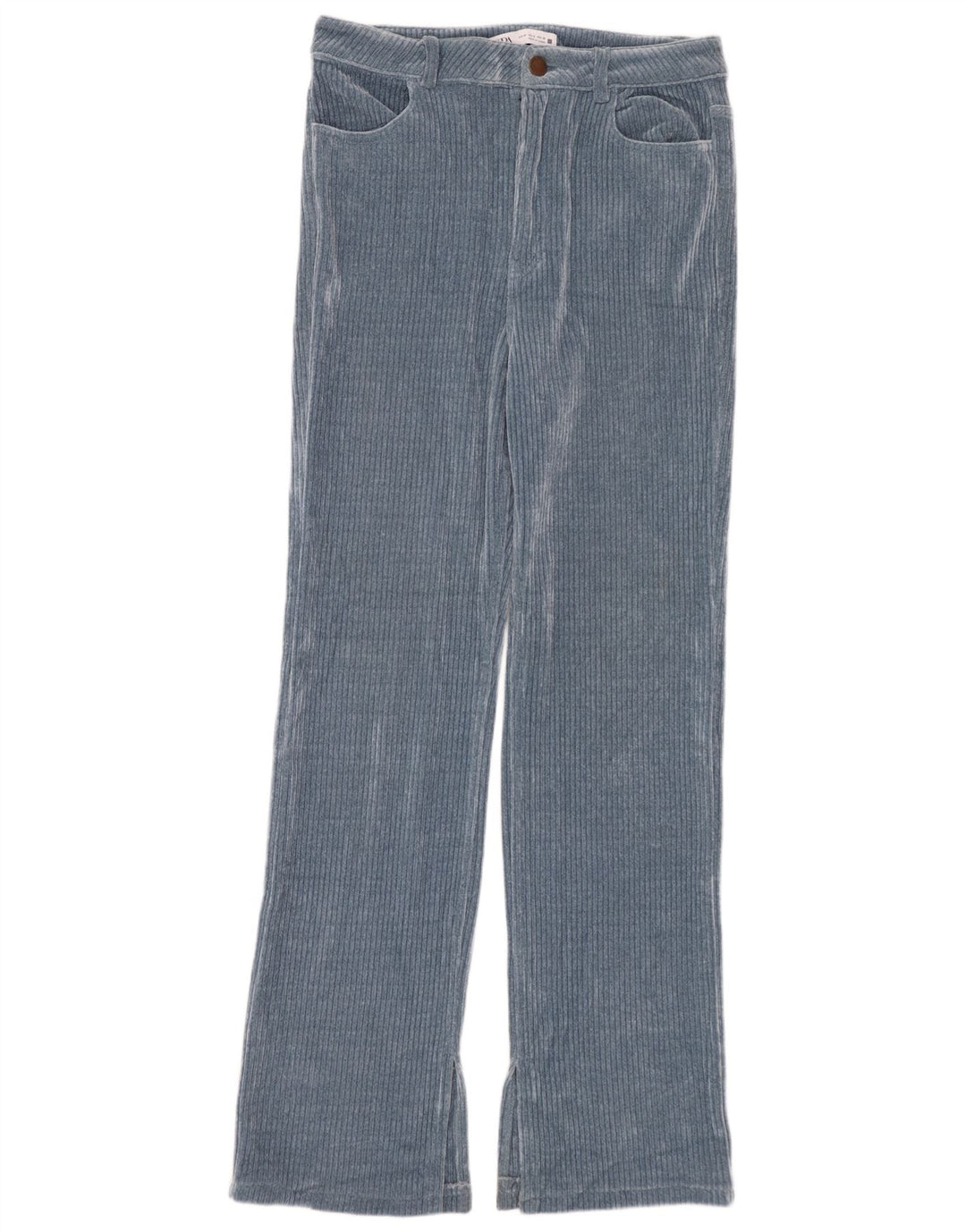 Damskie proste sztruksowe spodnie Zara EU 40 Medium W30 L30 Niebieski poliester