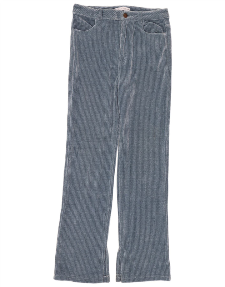 Damskie proste sztruksowe spodnie Zara EU 40 Medium W30 L30 Niebieski poliester