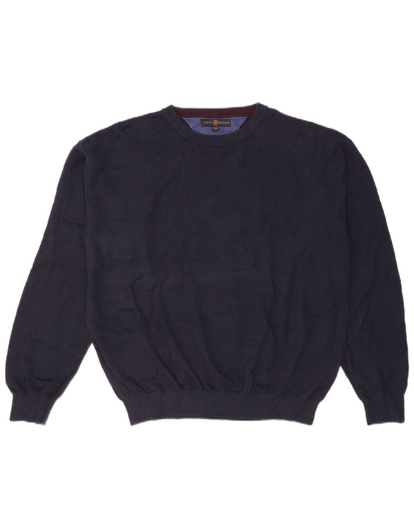Męski sweter z okrągłym dekoltem Tommy Hilfiger 2XL, granatowa, bawełniana