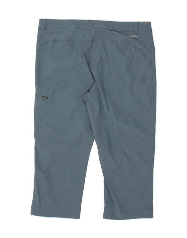 EDDIE BAUER Womens Capri Cargo Trousers US 12 Large W36 L21 Blue Nylon