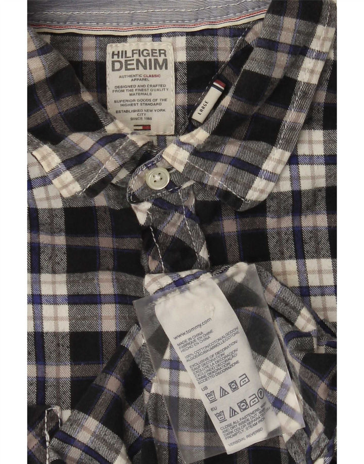 Męska koszula flanelowa Tommy Hilfiger w dużą niebieską kratkę, bawełniana