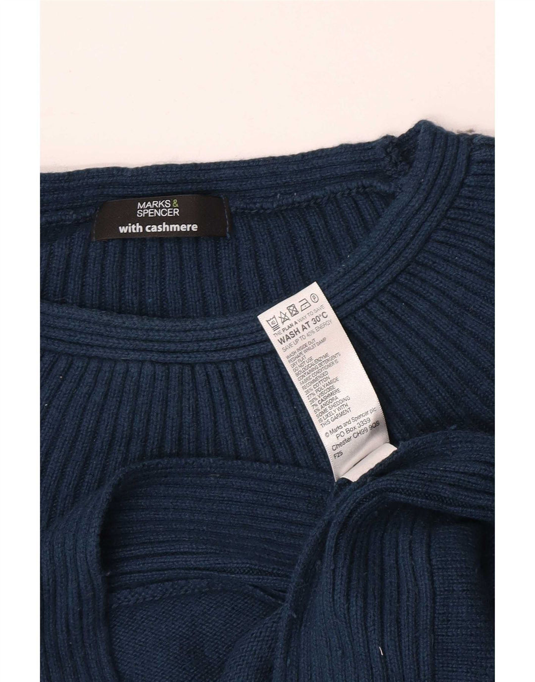 Marks & Spencer Damski sweter z dekoltem w łódkę, UK 14, średni niebieski