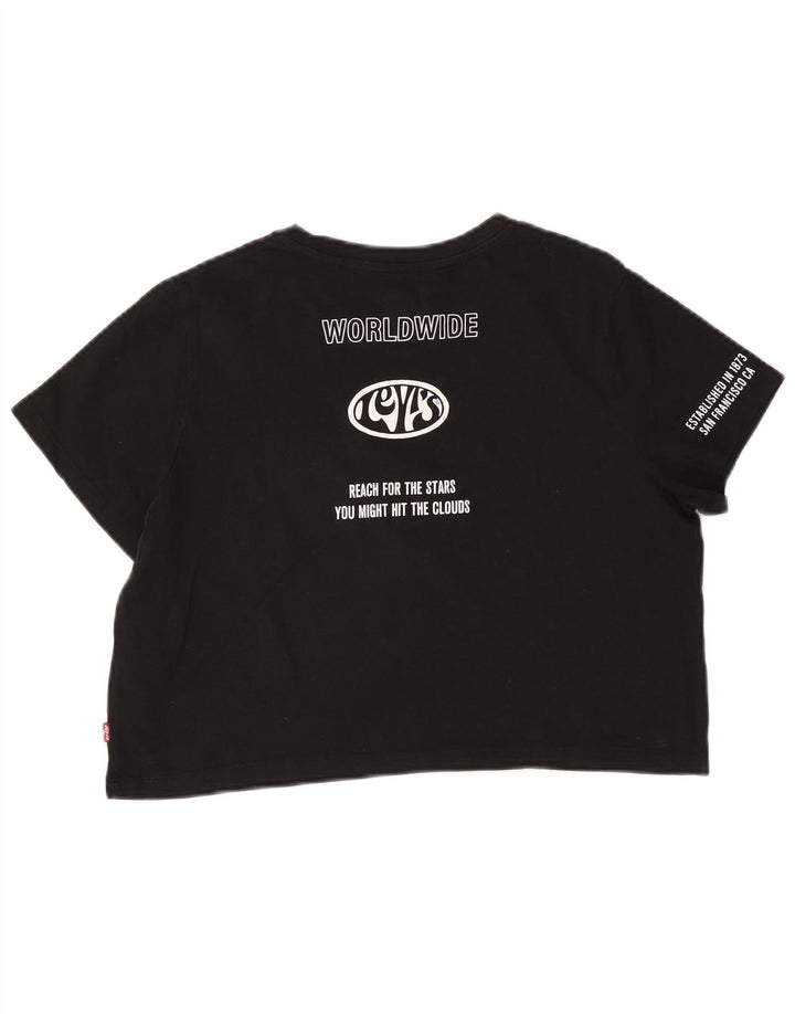 Damska koszulka LEVI'S Crop Graphic Top UK 14, średnia czarna bawełna