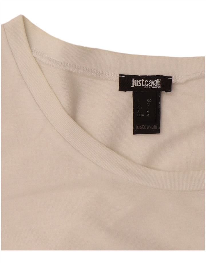 Męski T-shirt z grafiką Just Cavalli, duży, biały, bawełniany