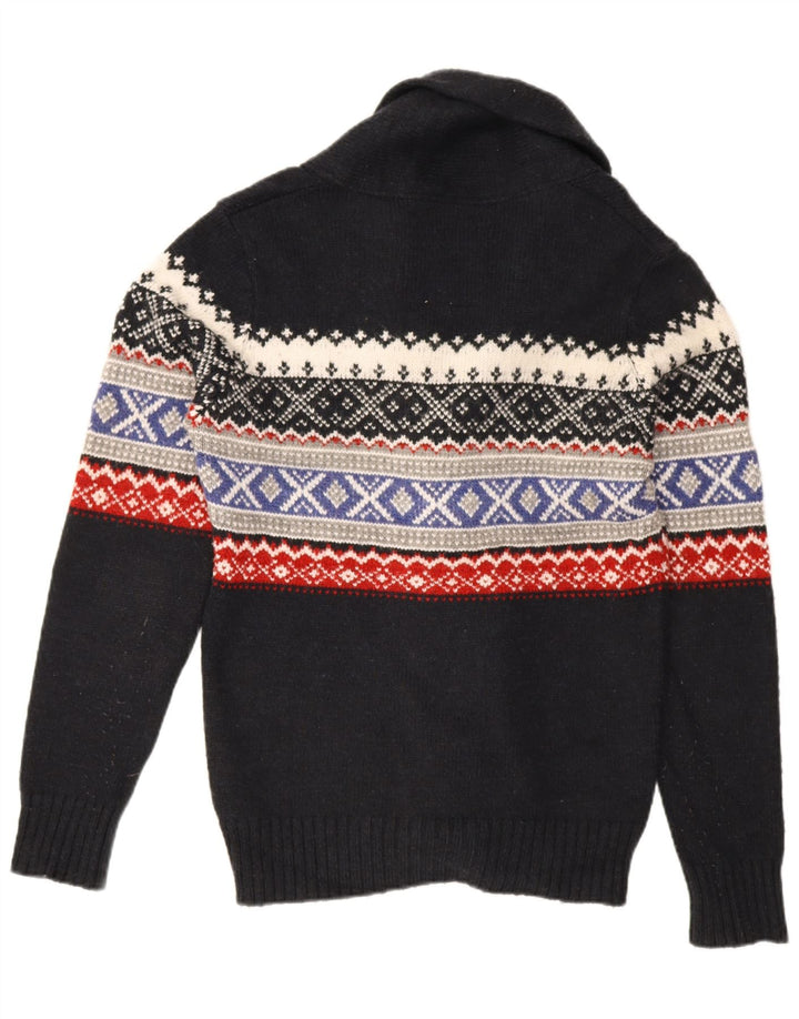 Męski sweter kardigan Superdry, średni granatowy, akryl Fair Isle
