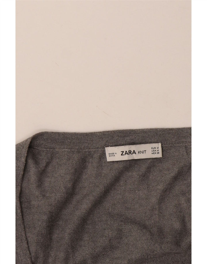 Sweter damski Zara Oversize z dekoltem w kształcie litery V, UK 14, średni szary