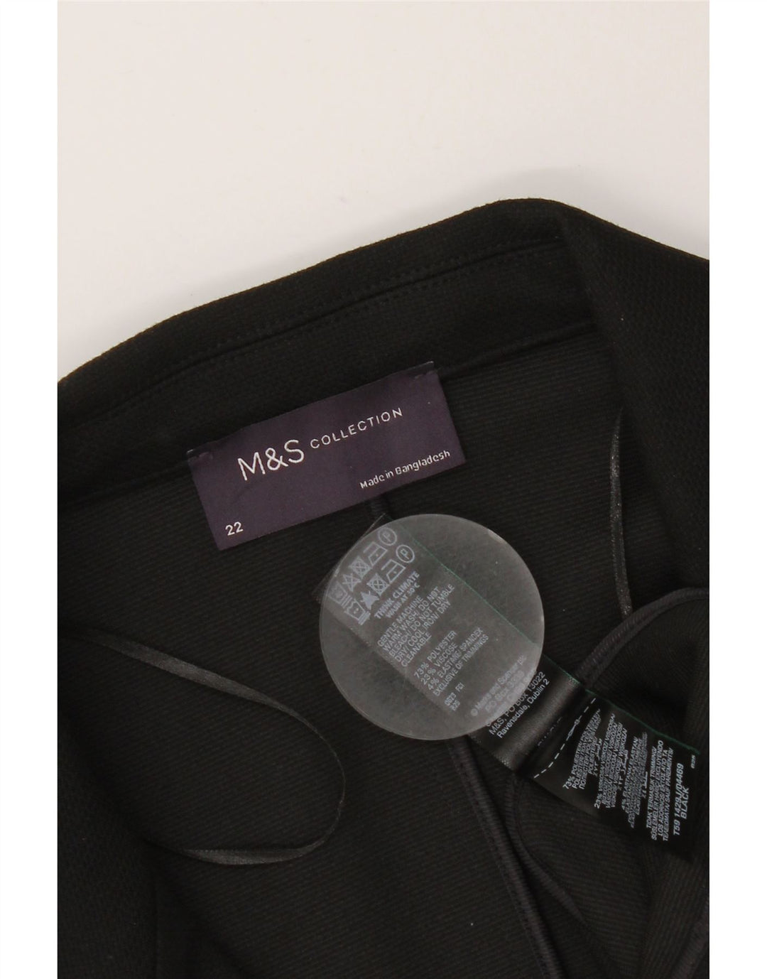 MARKS & SPENCER Damska marynarka zapinana na 1 guzik UK 22 3XL Czarny poliester
