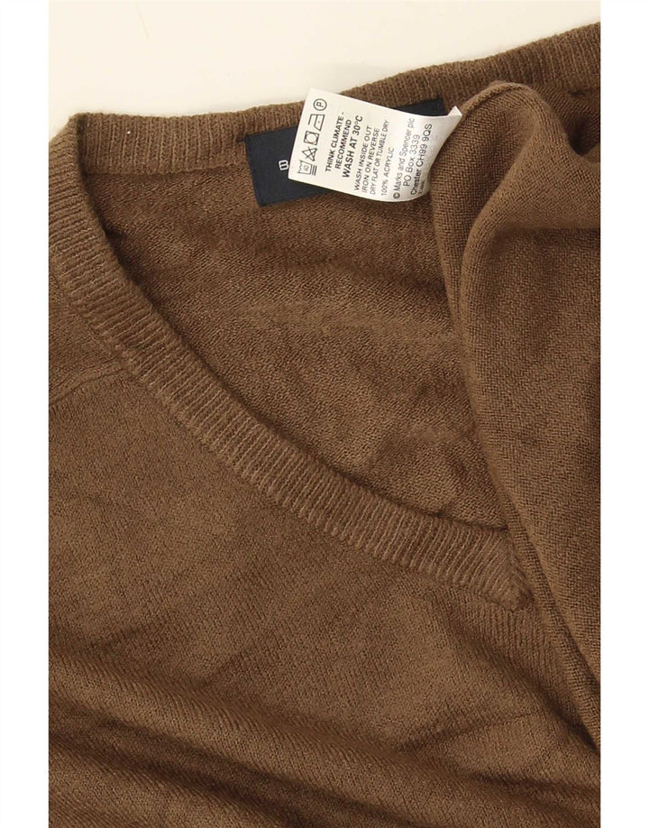 Męski sweter Marks & Spencer Blue Harbor z dekoltem w kształcie litery V, średni brąz