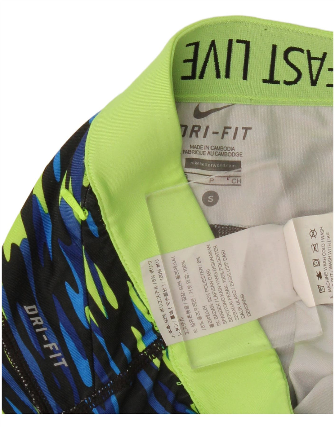 Damskie legginsy Nike Dri Fit Capri UK 10, mały, niebieski, kamuflażowy poliester
