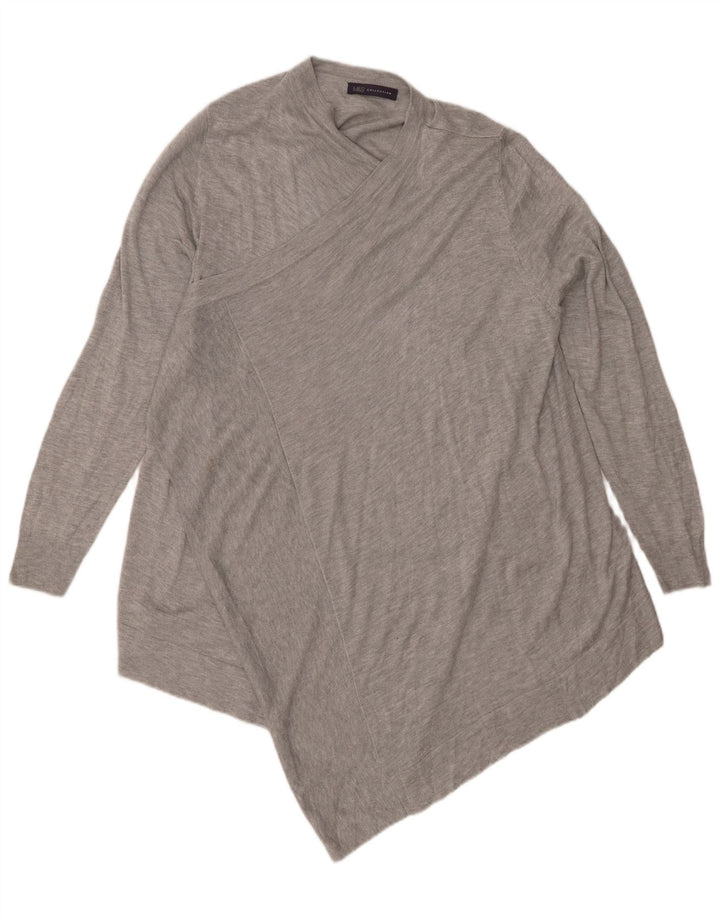 Marks & Spencer Damski sweter z asymetrycznym dekoltem w kształcie litery V, UK 14, średni szary