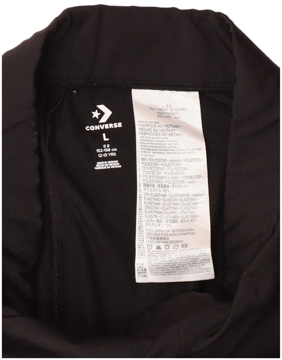 CONVERSE Girls Graphic Leggings 12-13 Years Large  Black Polyester
