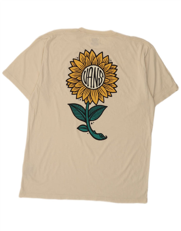 Męska koszulka t-shirt Vans o klasycznym kroju, XL, bawełniana w kwiaty w kolorze złamanej bieli